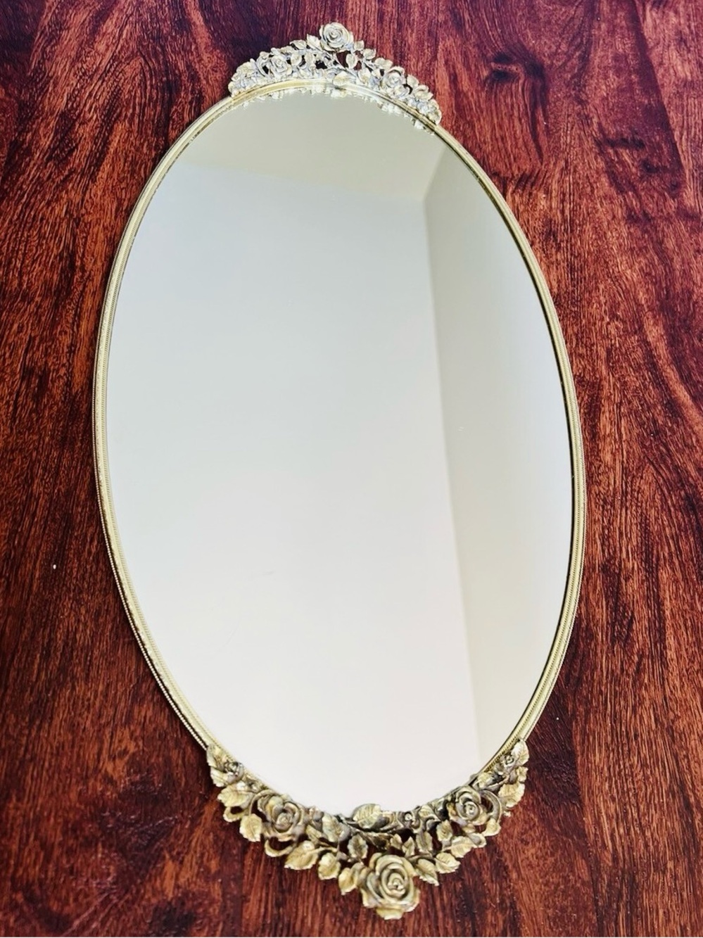 Vintage gold floral filigree vanity mirror